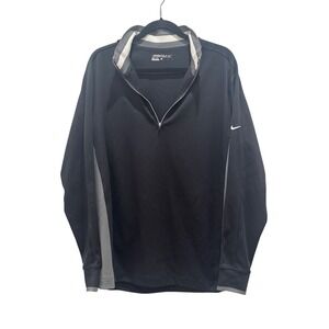 Nike Golf Dri-Fit‎ 1/4 Zip Pullover Men's Long Sleeve Shirt Black Gray L large